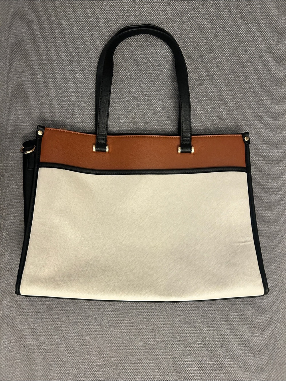 Two-Tone Black, Cream & Tan Men's Tote Bag